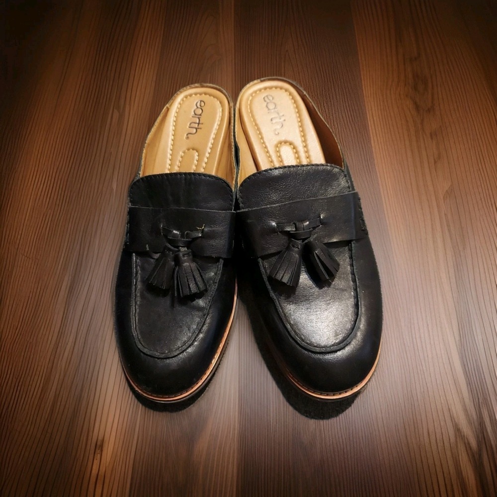 Earth Eteverett Women's Slip On Black Shoes Leather Upper Flats Loafer Sz 9.5
